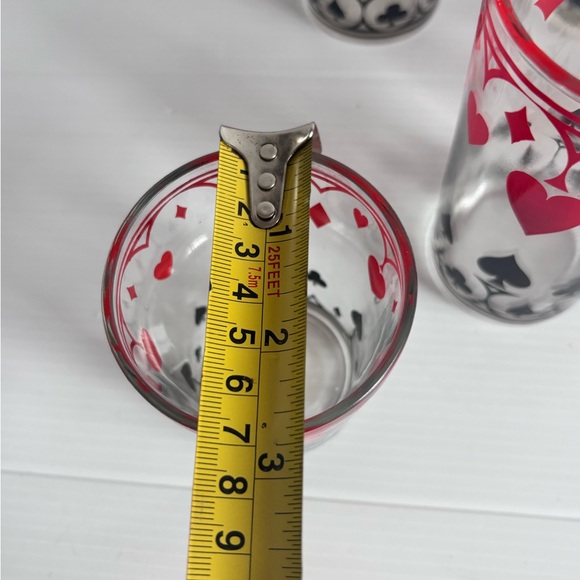 Vintage Playing Card Glasses Hearts Spades Set of Five - Picture 5 of 6